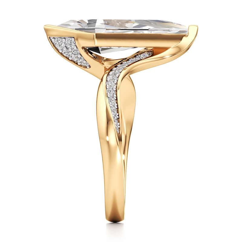 Main Image 3 of J'Lure Kite Step-Cut Lab-Grown Diamond Bypass Engagement Ring 3-1/5 ct tw 18K Yellow Gold