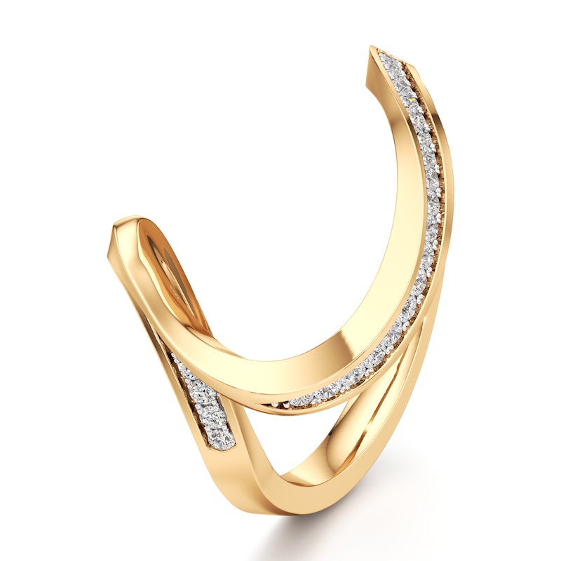 Main Image 4 of J'Lure Lab-Grown Diamond Contour Wedding Band 1/6 ct tw 18K Yellow Gold
