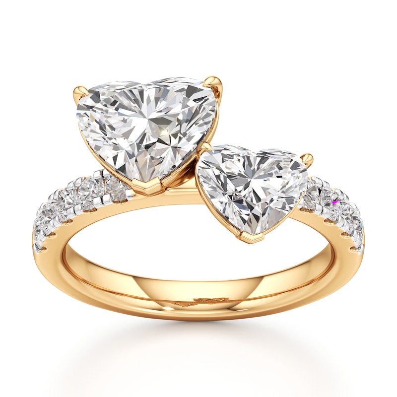Main Image 1 of J'Lure Heart Brilliant-Cut Two-Stone Lab-Grown Diamond Engagement Ring 3-1/3 ct tw 18K Yellow Gold