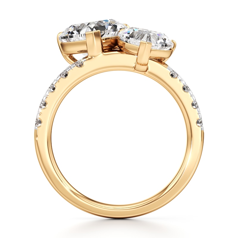 Main Image 2 of J'Lure Heart Brilliant-Cut Two-Stone Lab-Grown Diamond Engagement Ring 3-1/3 ct tw 18K Yellow Gold