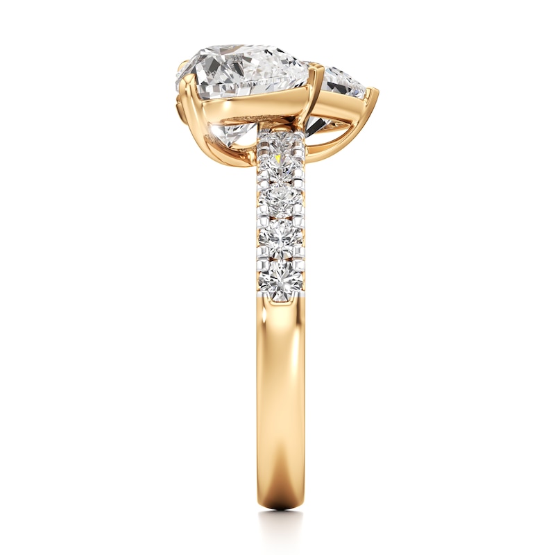 Main Image 3 of J'Lure Heart Brilliant-Cut Two-Stone Lab-Grown Diamond Engagement Ring 3-1/3 ct tw 18K Yellow Gold