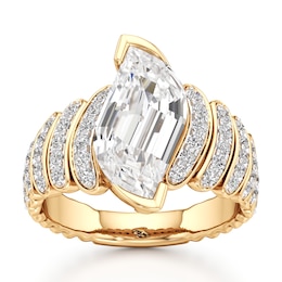 J'Lure Leaf Step-Cut Lab-Grown Diamond Engagement Ring 3-1/2 ct tw 18K Yellow Gold