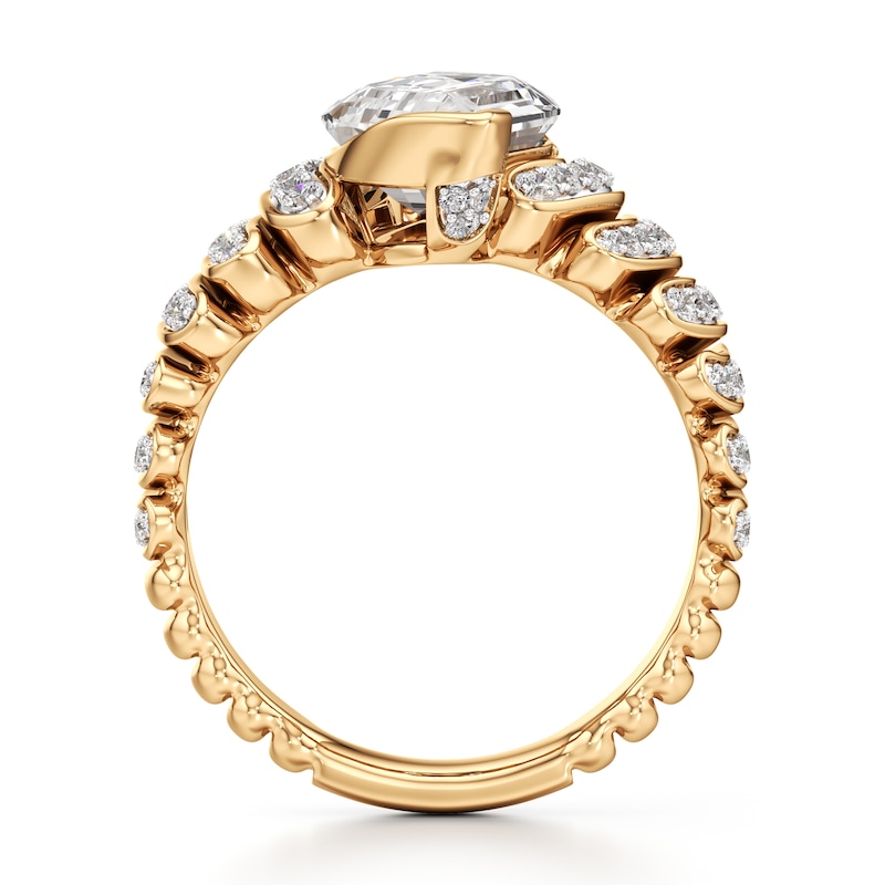 Main Image 2 of J'Lure Leaf Step-Cut Lab-Grown Diamond Engagement Ring 3-1/2 ct tw 18K Yellow Gold