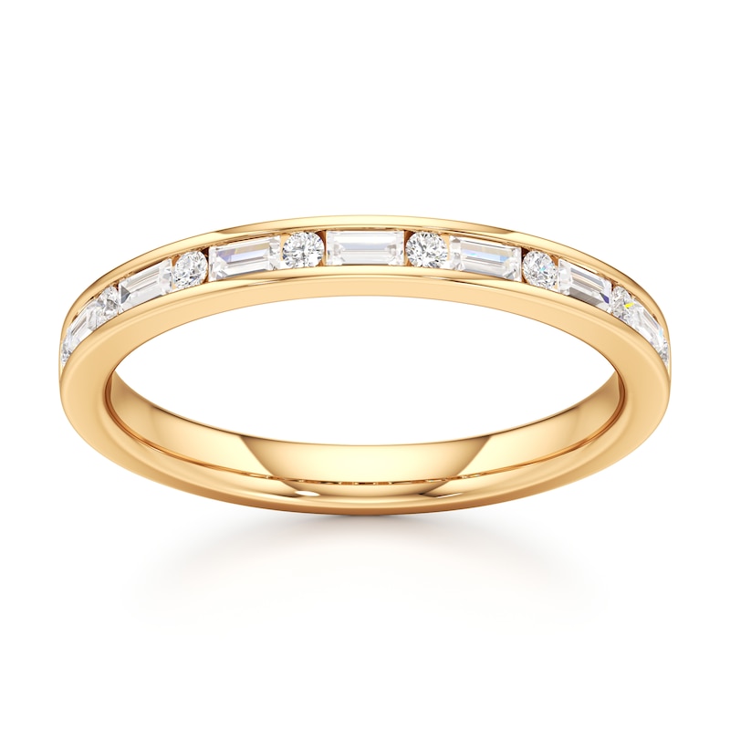 Main Image 1 of J'Lure Baguette & Round-Cut Lab-Grown Diamond Wedding Band 1/3 ct tw 18K Yellow Gold