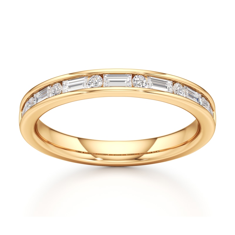 Main Image 1 of J'Lure Baguette & Round-Cut Lab-Grown Diamond Wedding Band 3/8 ct tw 18K Yellow Gold