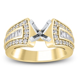 Certified Baguette & Round-Cut Diamond Engagement Ring Setting 3/4 ct tw 18K Yellow Gold