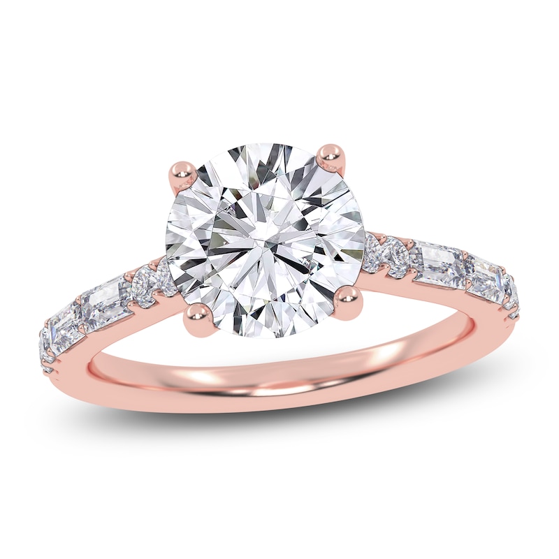 Main Image 1 of Round-Cut Lab-Grown Diamond Engagement Ring 1-7/8 ct tw 14K Rose Gold