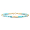 Thumbnail Image 1 of Italia D'Oro Natural Turquoise Bead Bracelet 14K Yellow Gold 7"