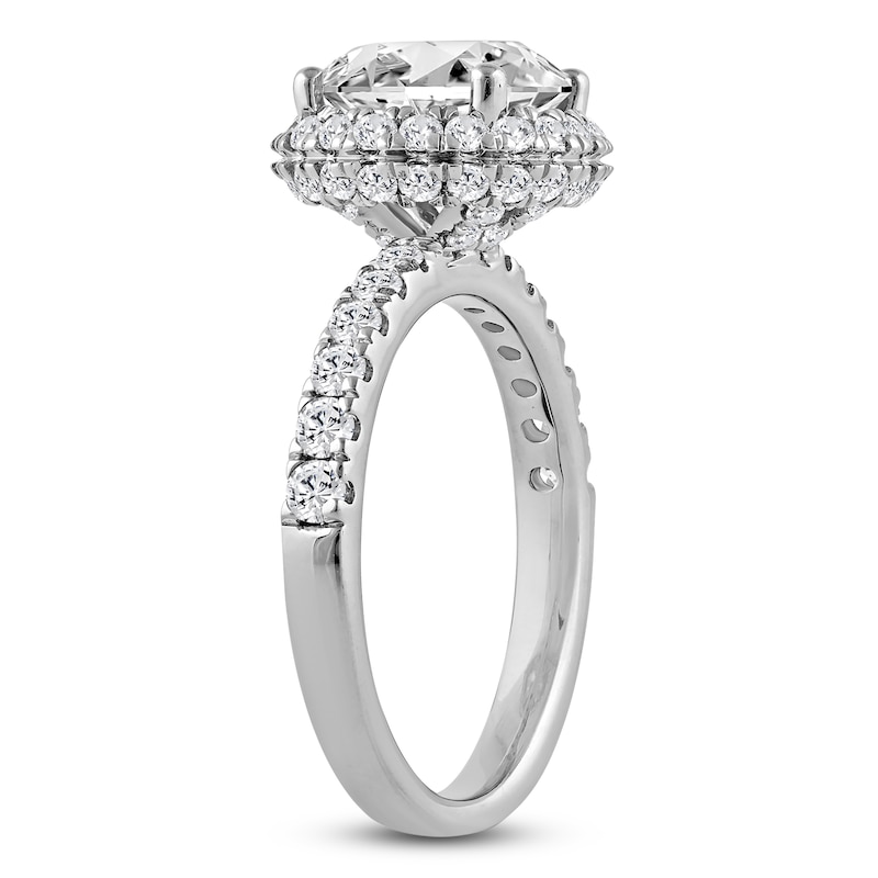 Main Image 2 of Oval-Cut Lab-Created Diamond Halo Engagement Ring 4 ct tw Platinum