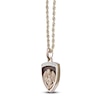 Thumbnail Image 2 of Men's Natural Tiger's Eye Quartz & Diamond Angel Warrior Shield Necklace 1/10 ct tw 14K Yellow Gold-Plated Sterling Silver 24"