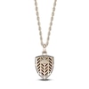Thumbnail Image 3 of Men's Natural Tiger's Eye Quartz & Diamond Angel Warrior Shield Necklace 1/10 ct tw 14K Yellow Gold-Plated Sterling Silver 24"