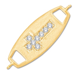 Children's Diamond Sideways Cross Bracelet Charm 1/20 ct tw 14K Yellow Gold