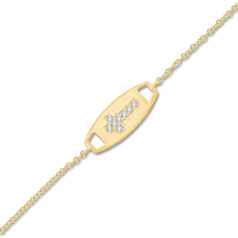 Main Image 2 of Children's Diamond Sideways Cross Bracelet Charm 1/20 ct tw 14K Yellow Gold