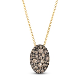 Le Vian Chocolate Diamonds Oval Necklace 1-5/8 ct tw 14K Honey Gold 19"