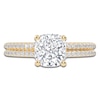 Thumbnail Image 3 of Cushion-Cut Lab-Grown Diamond Engagement Ring 1-1/4 ct tw 14K Yellow Gold