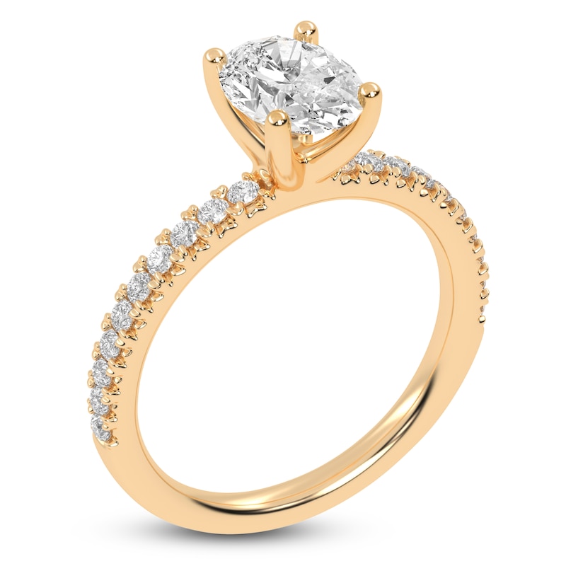 Main Image 2 of Oval-Cut Lab-Grown Diamond Engagement Ring 1-1/4 ct tw 14K Yellow Gold