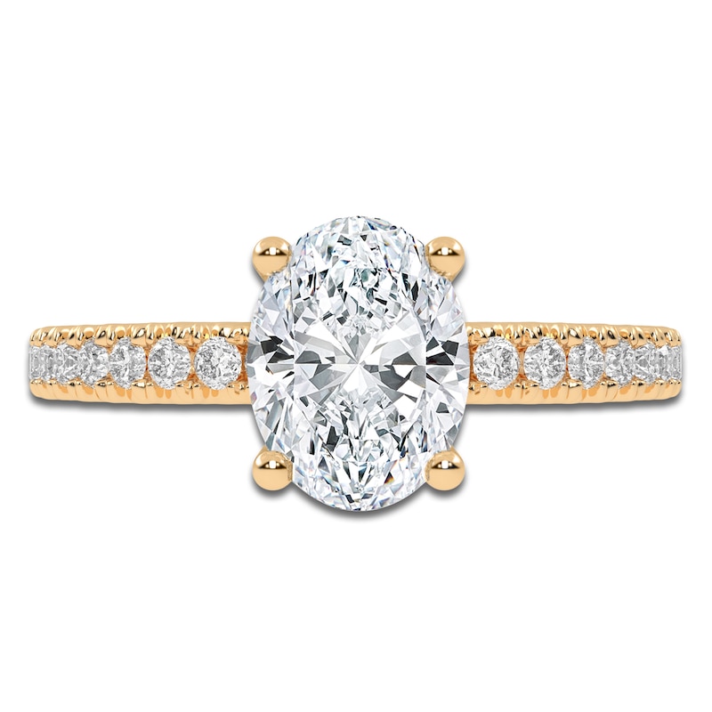 Main Image 3 of Oval-Cut Lab-Grown Diamond Engagement Ring 1-1/4 ct tw 14K Yellow Gold