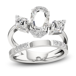 J'Lure Oval Portrait-Cut & Lozenge Step-Cut Lab-Grown Diamond Ring 2-1/8 ct tw 14K White Gold