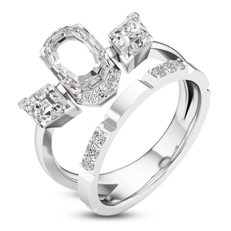 Main Image 2 of J'Lure Oval Portrait-Cut & Lozenge Step-Cut Lab-Grown Diamond Ring 2-1/8 ct tw 14K White Gold