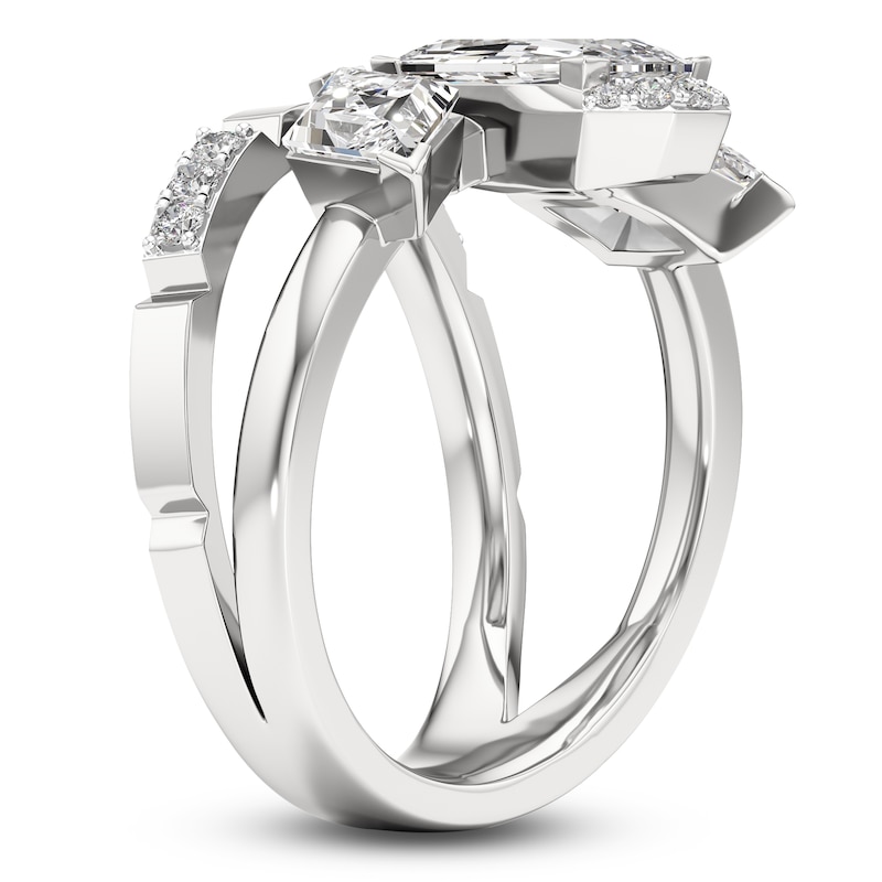 Main Image 3 of J'Lure Oval Portrait-Cut & Lozenge Step-Cut Lab-Grown Diamond Ring 2-1/8 ct tw 14K White Gold