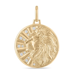 Men's Diamond Lion Medallion Charm 1/6 ct tw 10K Yellow Gold