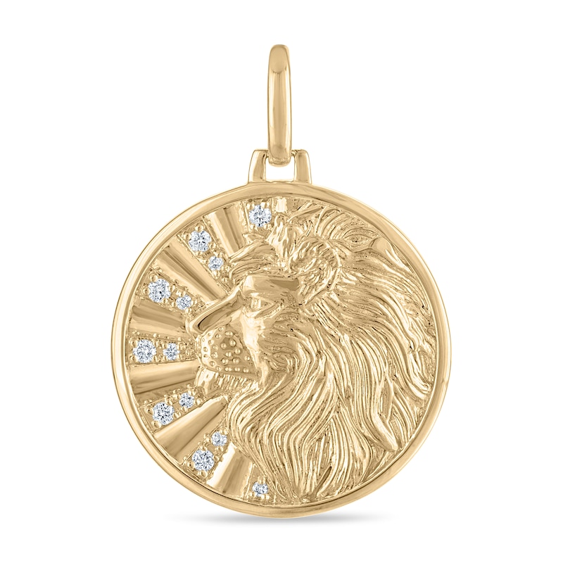 Main Image 1 of Men's Diamond Lion Medallion Charm 1/6 ct tw 10K Yellow Gold