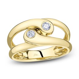 Shy Creation Diamond Yin-Yang Bypass Ring 1/6 ct tw 14K Yellow Gold SC55028285