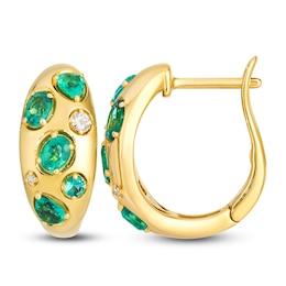 Le Vian Tramonto D'Oro Natural Emerald Hoop Earrings 1/15 ct tw Diamonds 14K Honey Gold