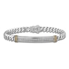 Thumbnail Image 1 of 1933 by Esquire Men's Diamond Bar Curb Chain Bracelet 1/5 ct Sterling Silver & 14K Yellow Gold Plating 8.5"