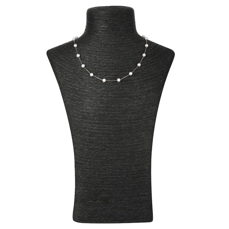 Main Image 6 of Cultured Pearl Station Back Drop Necklace 14K Yellow Gold 28"
