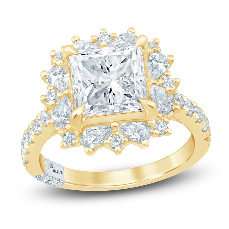 Main Image 1 of Pnina Tornai Princess-Cut Lab-Grown Diamond Halo Engagement Ring 4-1/5 ct tw 14K Yellow Gold