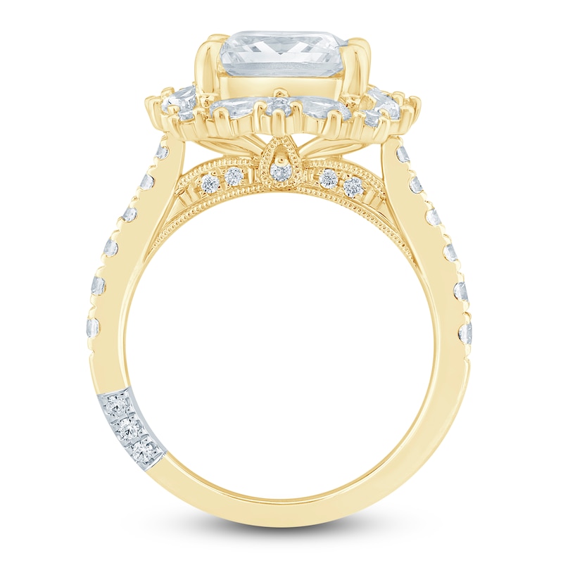 Main Image 4 of Pnina Tornai Princess-Cut Lab-Grown Diamond Halo Engagement Ring 4-1/5 ct tw 14K Yellow Gold