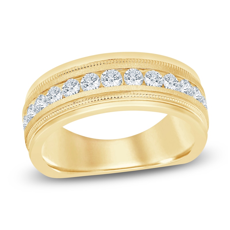 Main Image 1 of Men's Lab-Grown Diamond Milgrain-Edge Band 1 ct tw 14K Yellow Gold