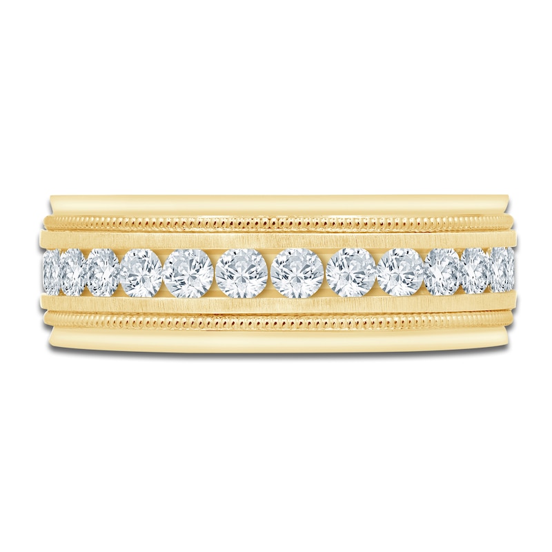 Main Image 3 of Men's Lab-Grown Diamond Milgrain-Edge Band 1 ct tw 14K Yellow Gold