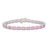 Thumbnail Image 1 of Baguette-Cut Pink & White Lab-Created Sapphire Bracelet Sterling Silver 7"