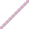 Thumbnail Image 2 of Baguette-Cut Pink & White Lab-Created Sapphire Bracelet Sterling Silver 7"