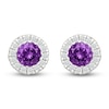 Thumbnail Image 1 of Round-Cut Amethyst & Diamond Halo Stud Earrings 1/8 ct tw 10K White Gold