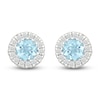 Thumbnail Image 1 of Round-Cut Aquamarine & Diamond Halo Stud Earrings 1/8 ct tw 10K White Gold