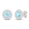 Thumbnail Image 2 of Round-Cut Aquamarine & Diamond Halo Stud Earrings 1/8 ct tw 10K White Gold