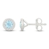 Thumbnail Image 3 of Round-Cut Aquamarine & Diamond Halo Stud Earrings 1/8 ct tw 10K White Gold