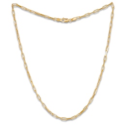 Diamond-Cut Paperclip Chain Necklace 2.35mm Hollow 10K Yellow Gold 18"