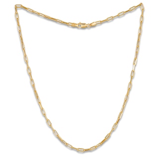 Diamond-Cut Paperclip Chain Necklace 2.35mm Hollow 10K Yellow Gold 18"