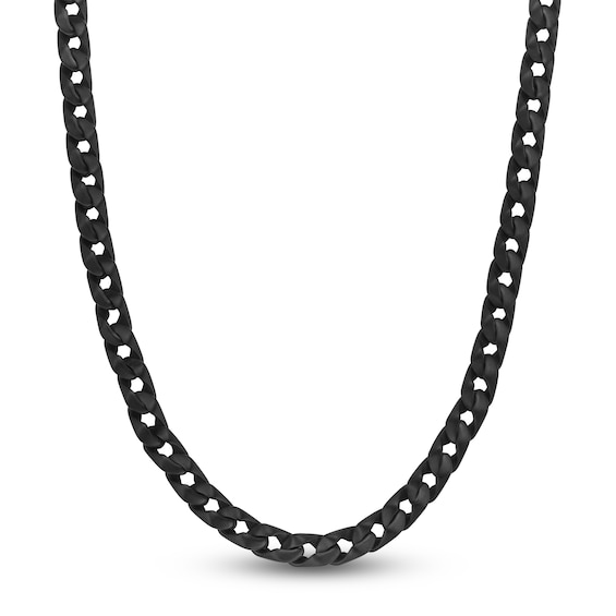 Chain Link Necklace 9mm Matte Black Ion-Plated Stainless Steel 22"