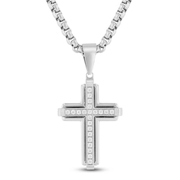 Men's Diamond Cross Necklace 1/4 ct tw Stainless Steel 24"