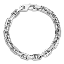 Men's White Lab-Created Sapphire Link Bracelet Stainless Steel 8.5"