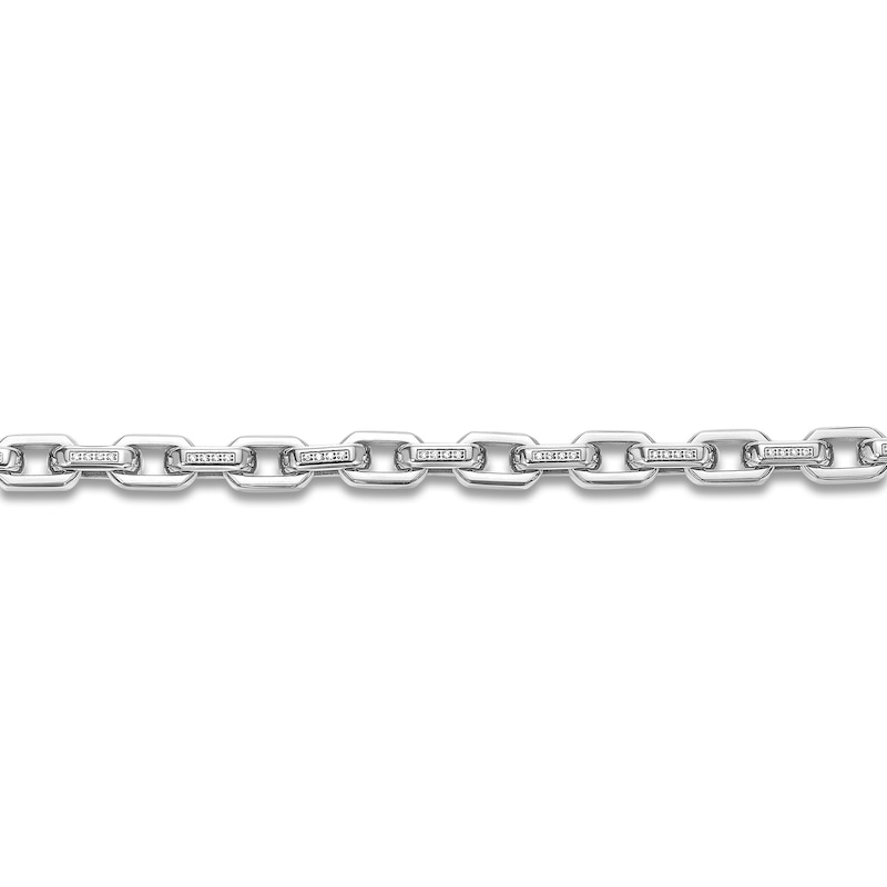 Main Image 3 of Men's White Lab-Created Sapphire Link Bracelet Stainless Steel 8.5"