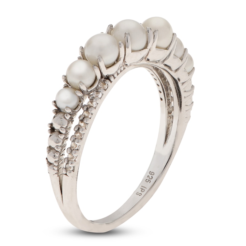 Main Image 2 of Cultured Pearl & White Topaz Crossover Ring Sterling Silver