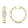 Thumbnail Image 1 of Shy Creation Baguette & Round-Cut Multi-Diamond Pillow Hoop Earrings 1/3 ct tw 14K Yellow Gold
