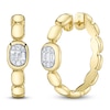 Thumbnail Image 2 of Shy Creation Baguette & Round-Cut Multi-Diamond Pillow Hoop Earrings 1/3 ct tw 14K Yellow Gold