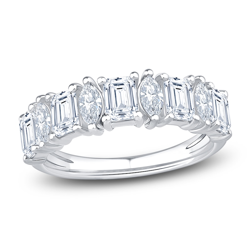 Main Image 1 of Marquise & Emerald-Cut Lab-Grown Diamond Anniversary Ring 2 ct tw 14K White Gold